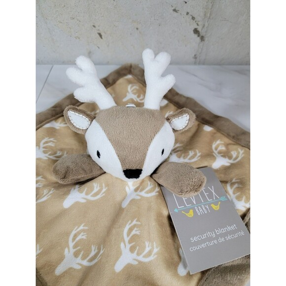 11" Levtex Baby Deer Lovey Plush Security Blanket Buck Antlers‎ Reindeer Brown - Picture 3 of 8